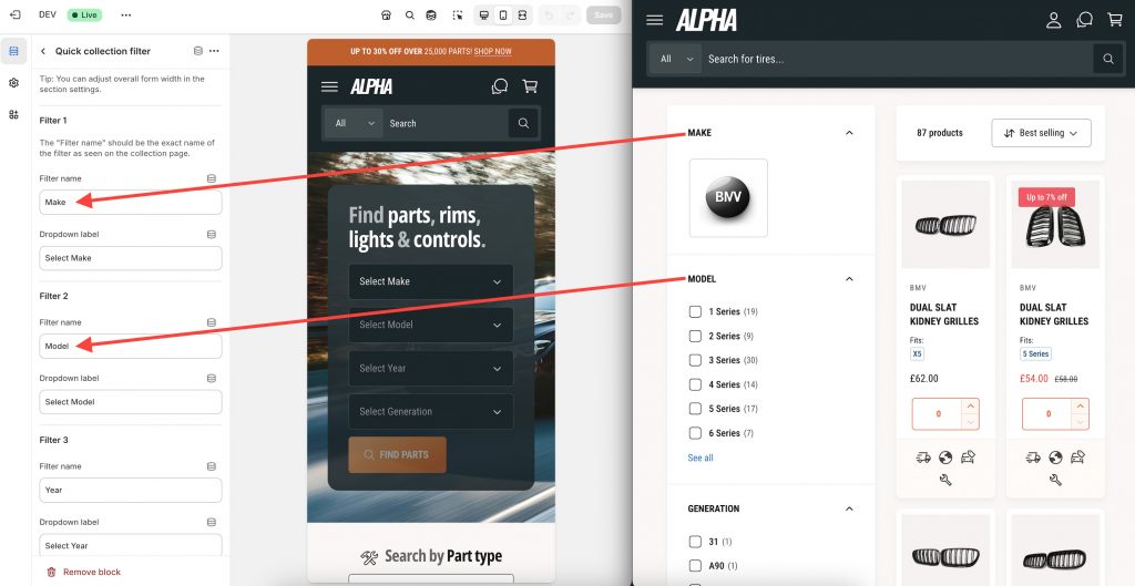 Quick Filter Options